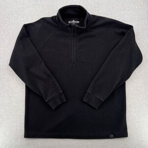 American Giant Quarter Zip Fleece Pullover Men XXL Black USA Made Minimal Mock